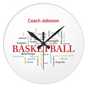 Personalize Basketball Coach Thank You in Words Large Clock