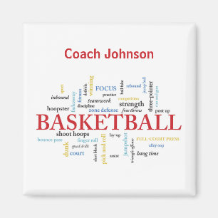 Personalize Basketball Coach Thank You in Words Magnet