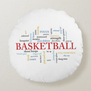 Personalize Basketball Coach Thank You in Words Round Pillow