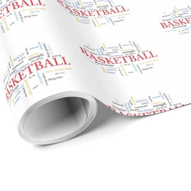 Personalize Basketball Coach Thank You in Words Wrapping Paper (Roll Corner)
