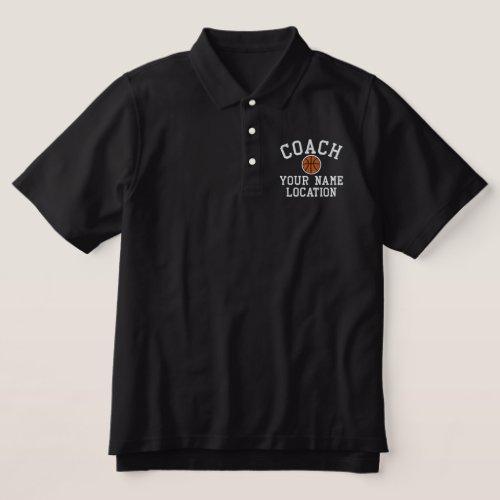 Personalize Basketball Coach Your Name Your Game Embroidered Polo Shirt