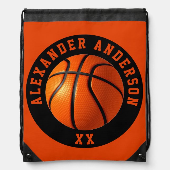 Personalize Basketball  Drawstring Bag (Front)