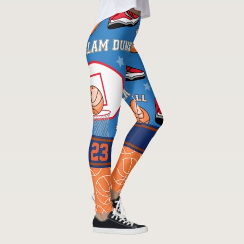 PERSONALIZE BASKETBALL NUMBER Sporty Pattern Leggings