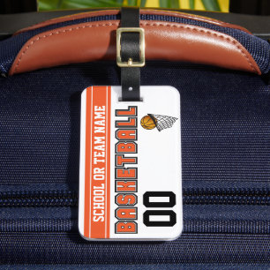 Personalize Basketball Orange and Black Luggage Tag