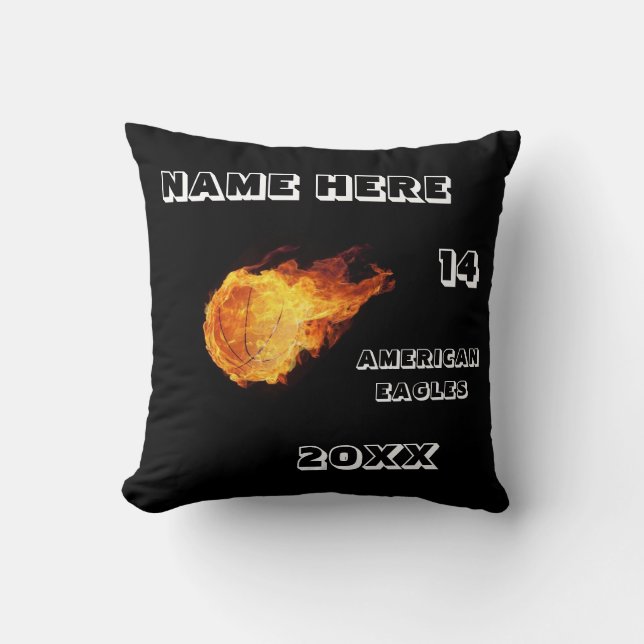 Personalize Basketball Pillow with Player's Name (Front)
