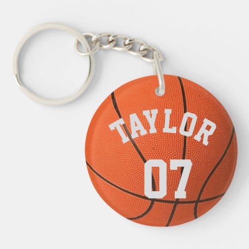 Personalize Basketball player Name and Number Keychain