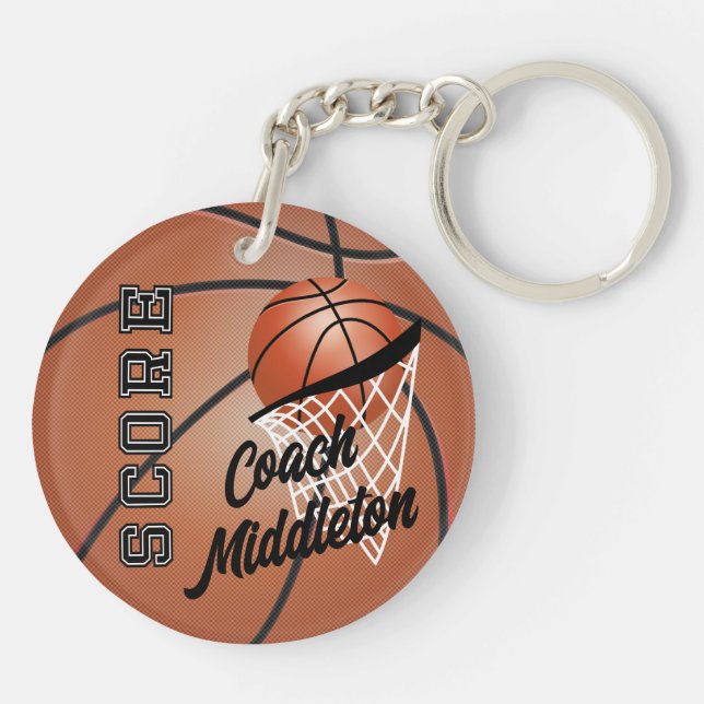 Personalize Basketball -Print both sides Keychain (Back)
