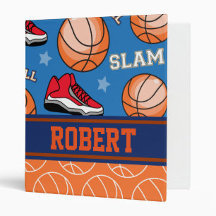 Personalize Basketball Sports Fan Colorful Pattern Binder