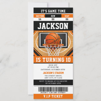 Personalize Basketball Sports Ticket Birthday Invitation