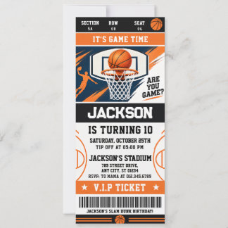 Personalize Basketball Ticket Birthday Invitation