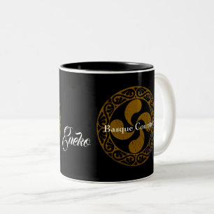 Personalize, Basque distressed bronze Lauburu, Two-Tone Coffee Mug