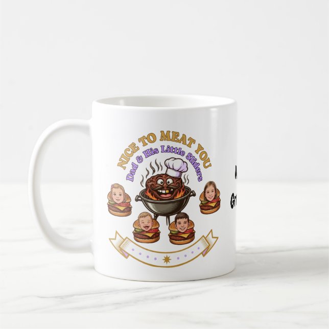 Personalize BBQ Grill Master Gift Nice To Meat You Coffee Mug (Left)