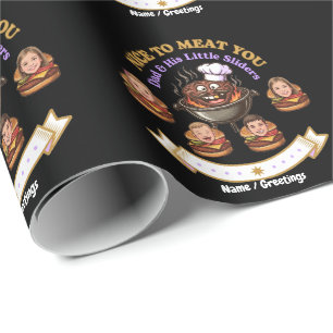 Personalize BBQ Grill Master Gift Nice To Meat You Wrapping Paper