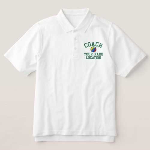 Personalize Beach Ball Coach Your Name Your Game Embroidered Polo Shirt