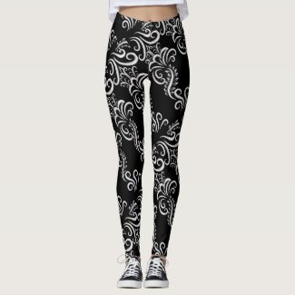 Personalize beautiful black white floral legging