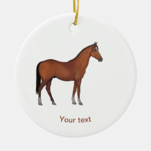 Personalize Beautiful brown horse standing Ceramic Ornament