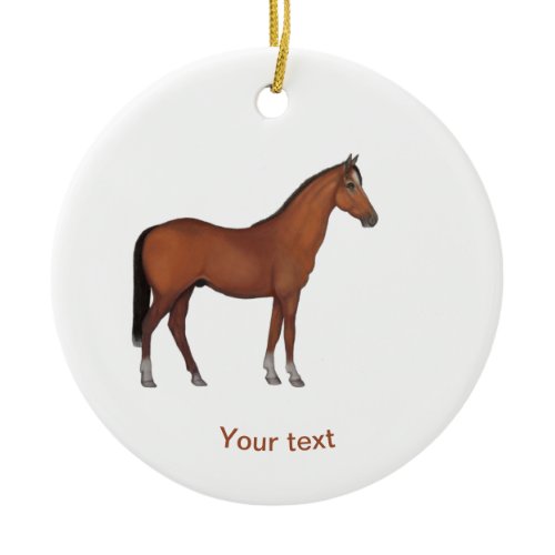 Personalize Beautiful brown horse standing Ceramic Ornament