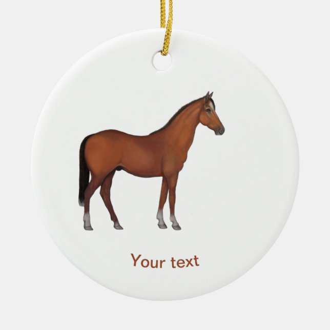 Personalize Beautiful brown horse standing Ceramic Ornament (Front)