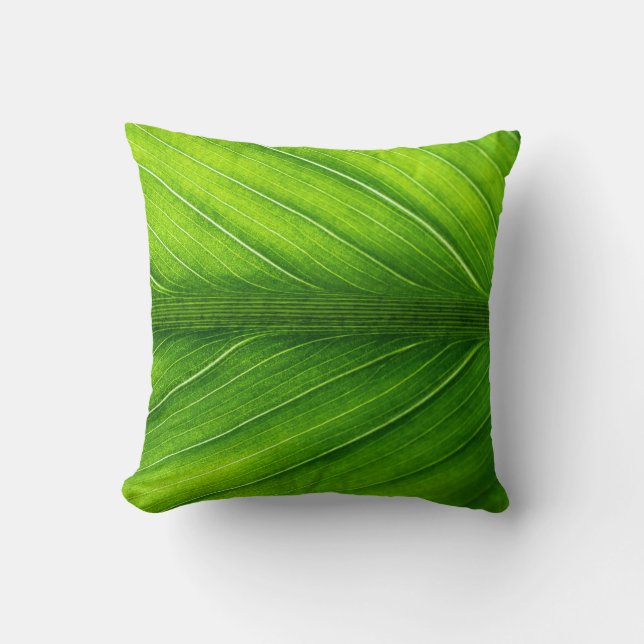 Personalize Beautiful Green Leaf Throw Pillow (Front)