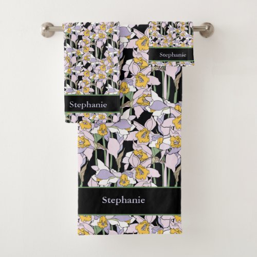 Personalize Beautiful Narcissus Flowers in Bloom   Bath Towel Set