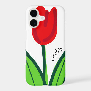 Personalize beautiful red tulip flower drawing iPhone 17 case