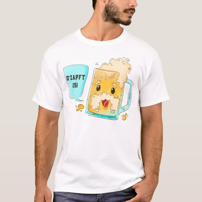 Personalize Beer Mug, foam mustache T-Shirt (Front)
