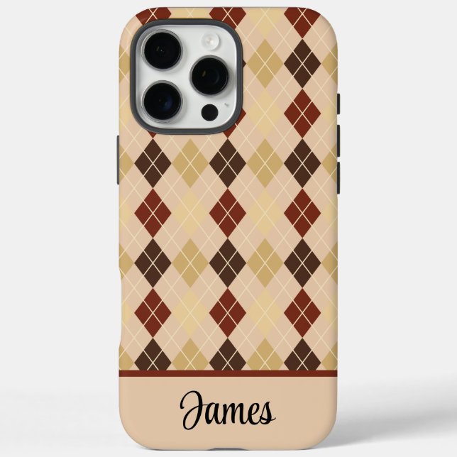 Personalize Beige Argyle iPhone / iPad case (Back)