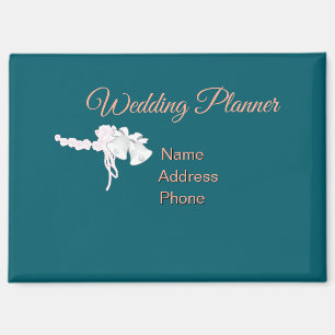 Personalize Bells + Flowers Wedding Planner Teal  Magnet