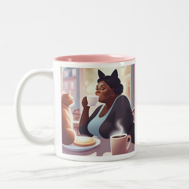 Personalize Best Cat Mom Ever  Two-Tone Coffee Mug (Left)