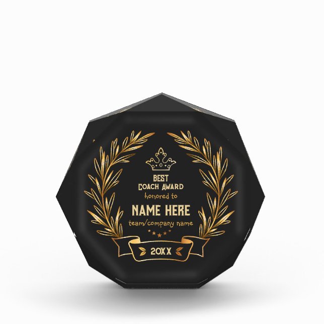 Personalize best coach award (Front)