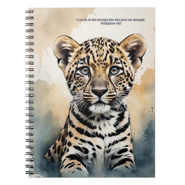 PERSONALIZE Bible Verse Leopard Prayer Notebook (Front)