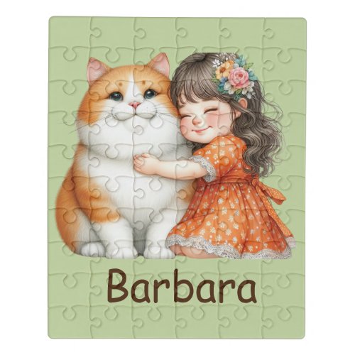 Personalize Big Orange Kitten Kids Jigsaw Puzzle