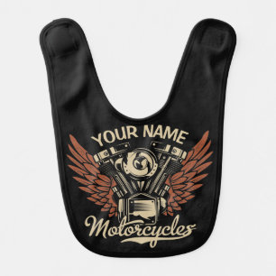  Personalize Biker Motorcycles Motor Wings Garage Baby Bib