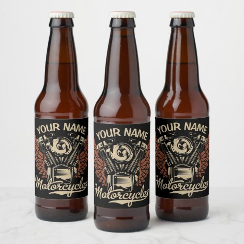  Personalize Biker Motorcycles Motor Wings Garage  Beer Bottle Label