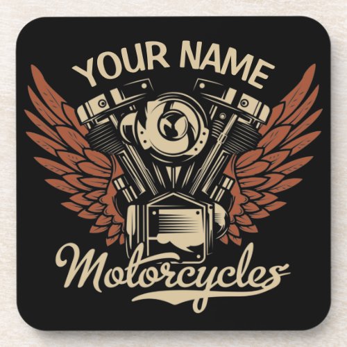  Personalize Biker Motorcycles Motor Wings Garage  Beverage Coaster
