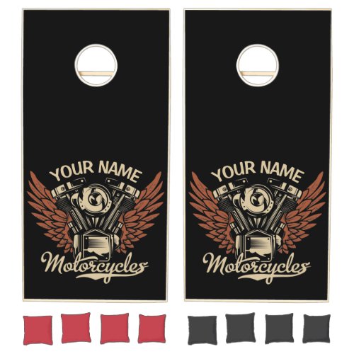  Personalize Biker Motorcycles Motor Wings Garage  Cornhole Set