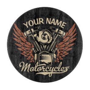 Personalize Biker Motorcycles Motor Wings Garage  Cutting Board