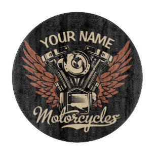 Personalize Biker Motorcycles Motor Wings Garage Cutting Board