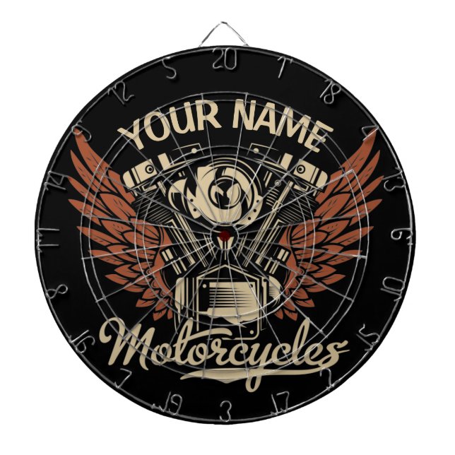  Personalize Biker Motorcycles Motor Wings Garage  Dart Board (Front)