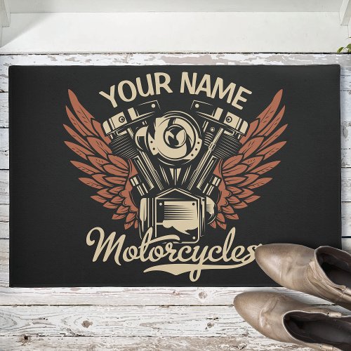  Personalize Biker Motorcycles Motor Wings Garage Doormat