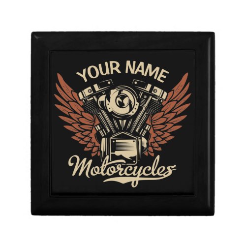 Personalize Biker Motorcycles Motor Wings Garage  Gift Box
