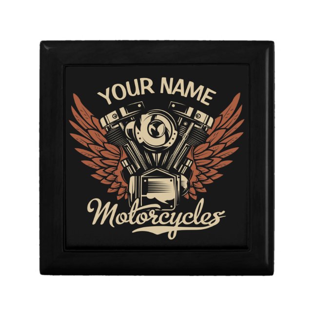  Personalize Biker Motorcycles Motor Wings Garage  Gift Box (Front)