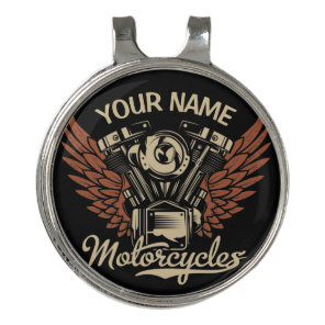 Personalize Biker Motorcycles Motor Wings Garage  Golf Hat Clip