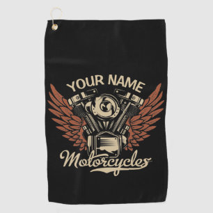 Personalize Biker Motorcycles Motor Wings Garage Golf Towel