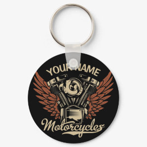 Personalize Biker Motorcycles Motor Wings Garage Keychain