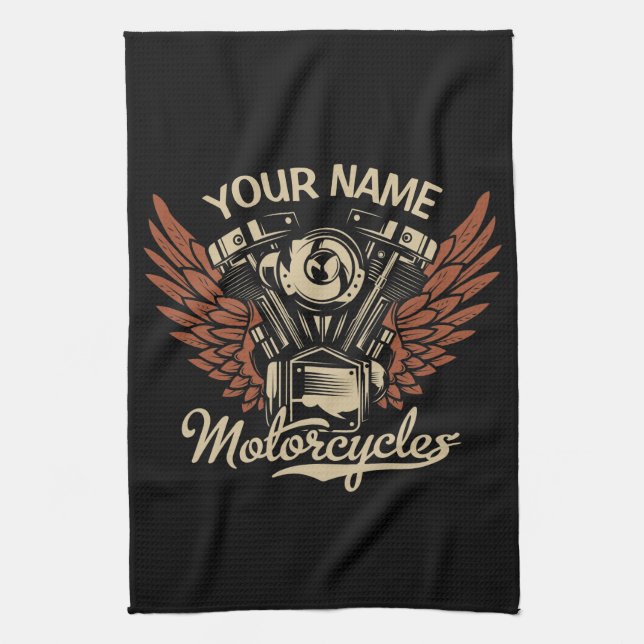 Personalize Biker Motorcycles Motor Wings Garage  Kitchen Towel (Vertical)
