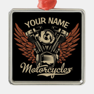 Personalize Biker Motorcycles Motor Wings Garage  Metal Ornament