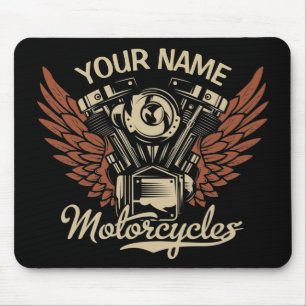 Personalize Biker Motorcycles Motor Wings Garage Mouse Pad