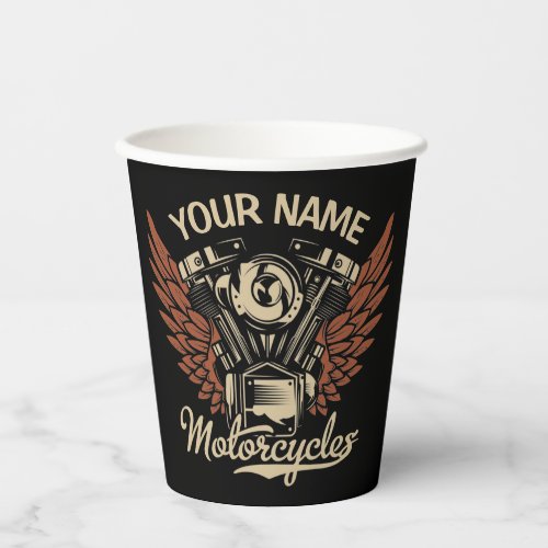  Personalize Biker Motorcycles Motor Wings Garage Paper Cups