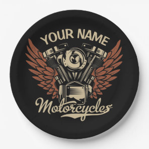 Personalize Biker Motorcycles Motor Wings Garage  Paper Plates